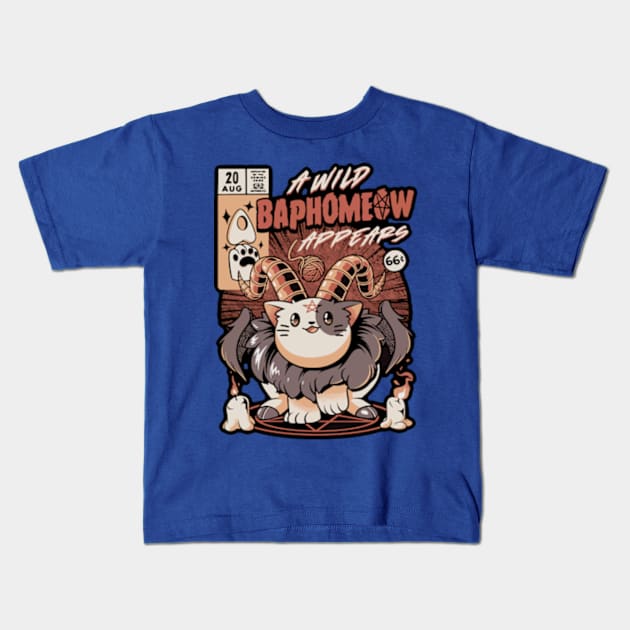 A Wild Baphomeow Kids T-Shirt by mamanhshop